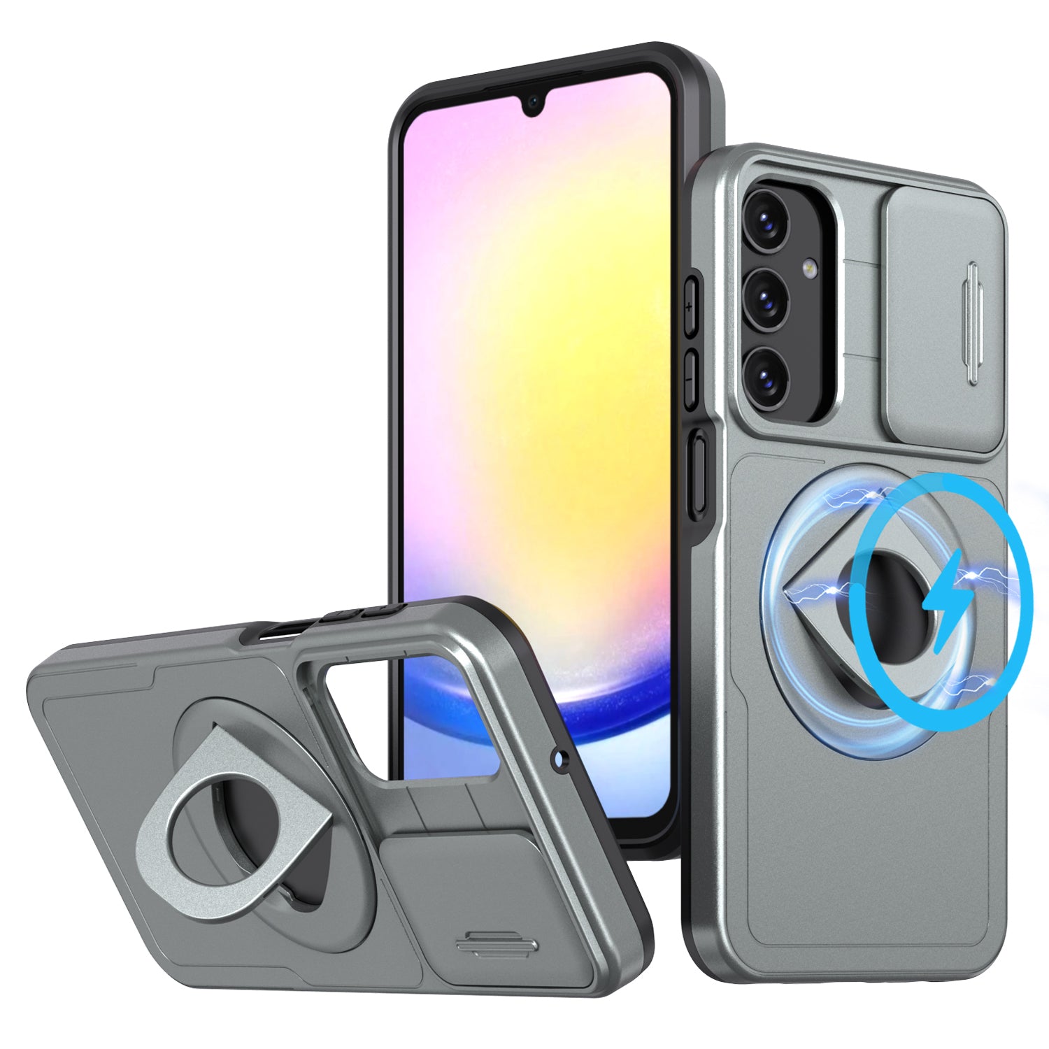 For Samsung Galaxy A24 4G (162.1 x 77.6 x 8.3mm) Case with Kickstand / Slide Camera Cover TPU+PC Phone Shell For Samsung Galaxy A24 4G (162.1 x 77.6 x 8.3mm) Case with Kickstand / Slide Camera Cover TPU+PC Phone Shell